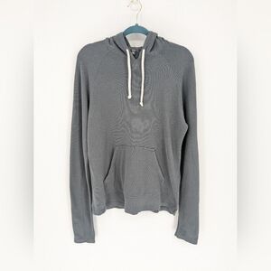 Vince Gray Pima Cotton Hooded Waffle Knit Shirt Mens Medium Top Peru Pullover